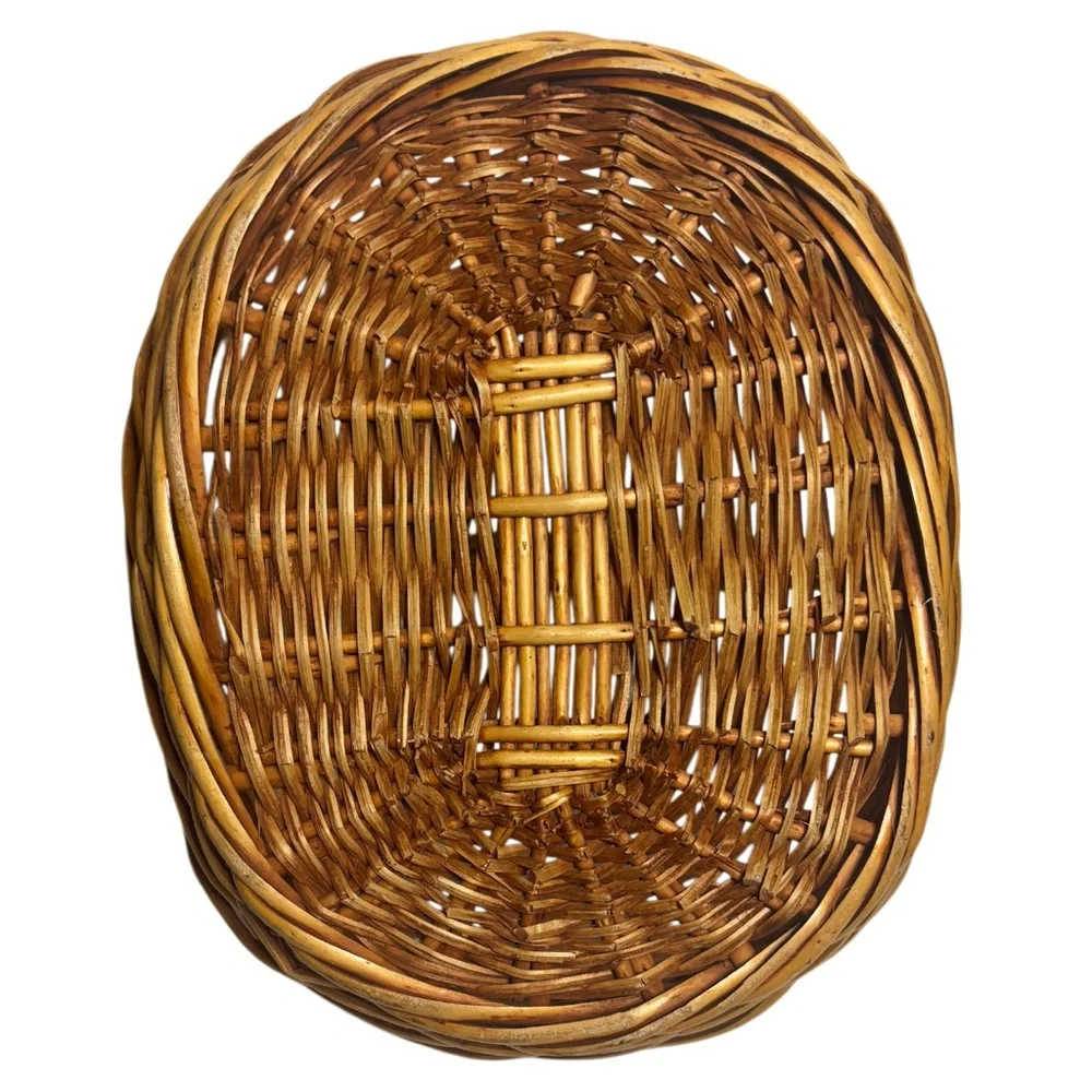 Vintage Gathering Basket Large Hand Woven Handcrafted Natural Fireplace Fireside